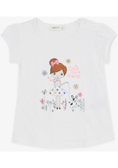 Breeze Kız Bebek Çocuk Pamuklu Renkli Puantiyetili Taytlı Takım-12726-krem Krem
