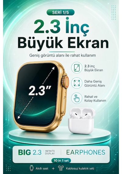 Bluetooth Uyumlu Akıllı Saat Ve Kablosuz Kulaklık Günlük Kullanıma Uygun Set