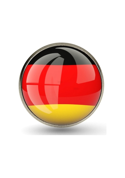 Almanya Germany Bayrak Rozeti - Paslanmaz Çelik Yuvarlak Yaka Rozeti Çok Renkli