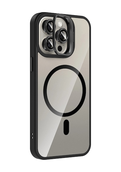 Joko Apple İphone 15 Pro Max Remim Lensli Magsafe Standlı Kapak - Siyah 0.2M-Çok Renkli
