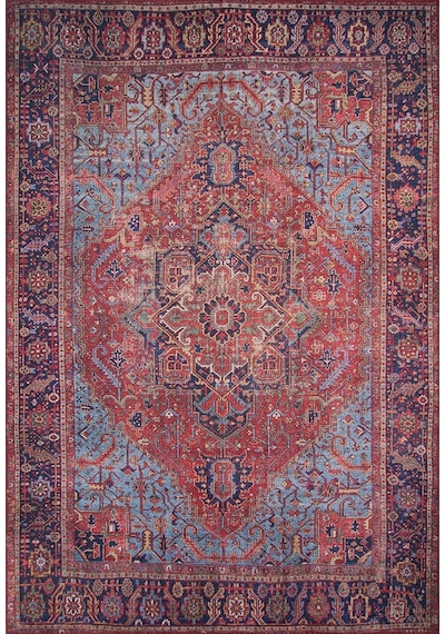 Blues Vintage Desenli Dokuma Taban Dekoratif Bordo Halı (Al 162)