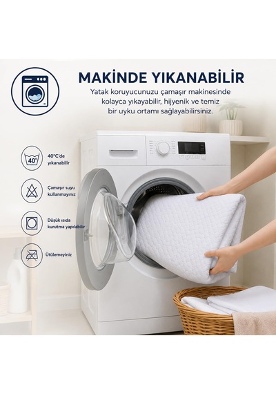 Sıvı Geçirmez Fitted Yatak Koruyucu Alez Tek Kişilik 100x200 Cm Beyaz