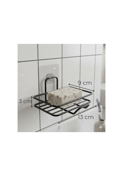 Buççin Online Mağaza Yapışkanlı Sabunluk Banyo Mutfak Lavabo Metal Katı Sabunluk Siyah Metal Siyah Çok Renkli