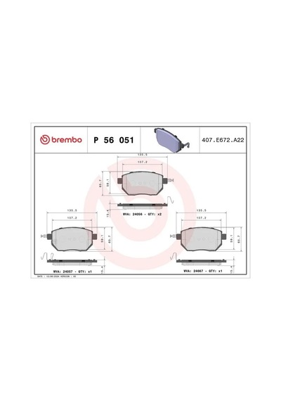Nissan Qashqai J10 On Fren Balatasi 2.0 Dci 2007-2013 Brembo P56051