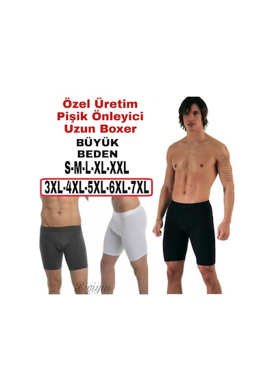 Pişik Önleyici Uzun Erkek Boxer Pamuklu Boxer Büyük Beden Boxer Siyah