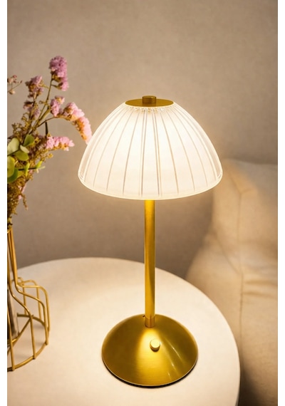 Exenar - Altın - Oval Şapkalı Şarjlı Kristal Masa Lambası Abajurlu Işık Ayarlı Lamba Dokunmatik 3 Renkli Dim Ayarlı Beyaz - Gold Exenar - Altın - Oval Şapkalı Şarjlı Kristal Masa Lambası Abajurlu Işık Ayarlı Lamba Dokunmatik 3 Renkli Dim Ayarlı Beyaz - Gold