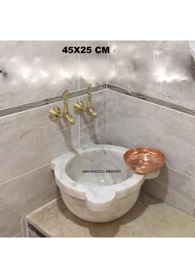 Banyo Mermer Kurna Beyaz