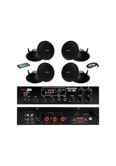 Lastvoice Black Small-5 Tavan Hoparlör ve Anfi Ses Sistemi Paketi