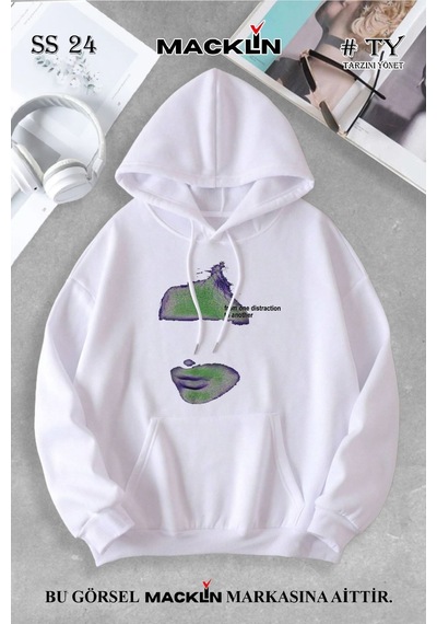 Macklin Unisex Kadın Erkek From One Distraction Özel Tasarım Baskılı Kapşonlu Sweatshirt Beyaz Mck0984 Beyaz