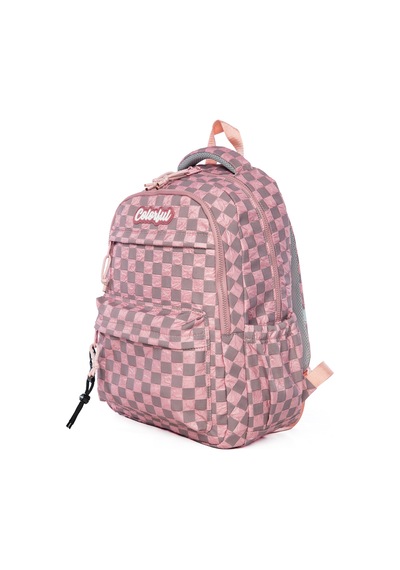 Colorful Polly Sırt Çantası Pudra Pembe - Laptop Bölmeli Günlük Çanta Kız İlkokul - Ortaokul - Lise Pudra Pembe