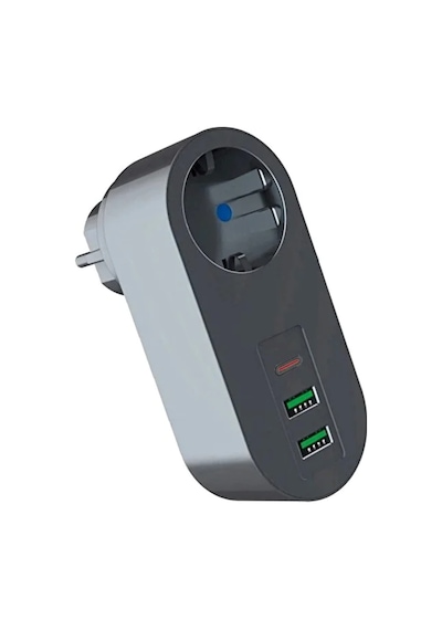 2 Usb,1 Type-c Girişli Tekli Priz Akım Korumalı Ev,ofis