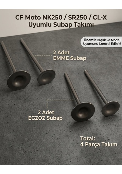 Cf Moto Nk250 - Sr250 Subap Seti 4'lü 2018-2024 Uyumlu Emme Egzoz Sibop Supermto