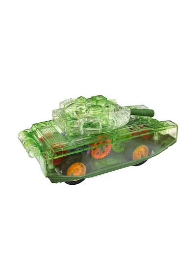 Sürtmeli Şeffaf Işıklı Tank Askeri Araç 15 Cm Yeşil Renkli