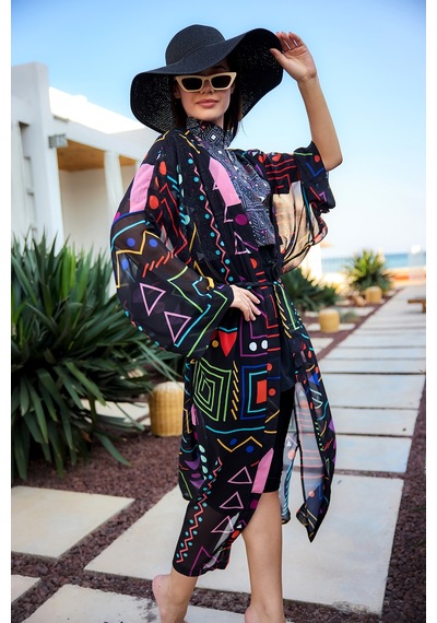 Remsa Canan Şifon Kimono Pareo Rms-rp025-26 Siyah