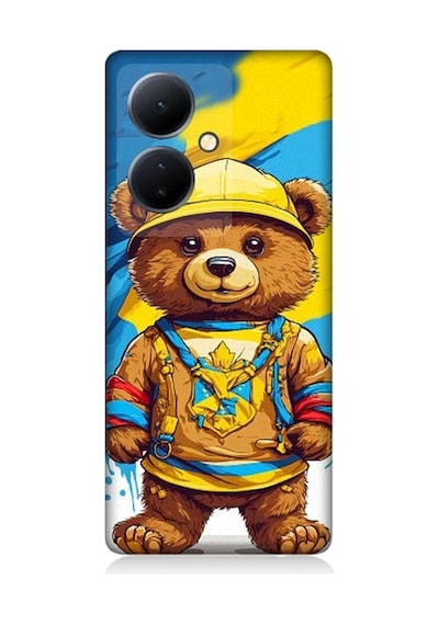 Vivo V29 Lite Uyumlu Şapkalı Sevimli Ayıcık Desenli Silikon Kılıf