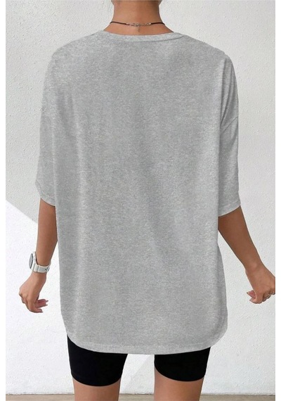 Medinenur Nostalgia Baskılı Unisex Tshirt Gri