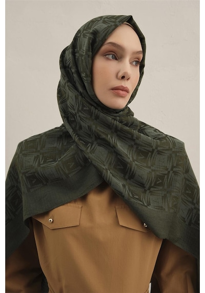 Armine Lyocell Naia Kare Monogram Şal 6 54 Haki
