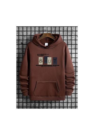 Medinenur But Baskılı Kapüşonlu Sweatshirt Kahverengi