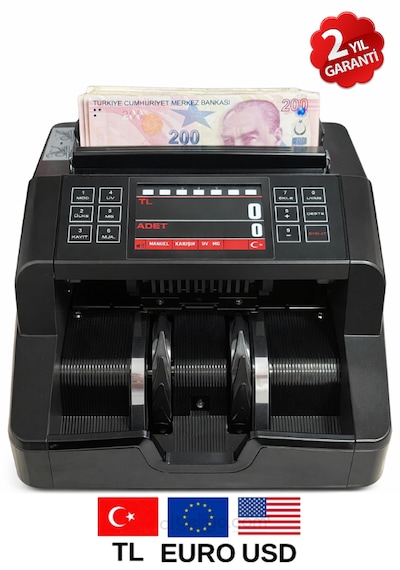 Sesli Karışık Para Sayma Makinesi Mıx 90, Tl Ve Euro Karışık Sayım - Dolar Adet Sayım Müşteri Ekranı