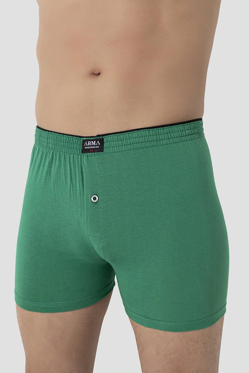 Arma Yıldız 6'lı Paket Yeşil Erkek Penye Havlu Bel Boxer %100 Pamuk Yeşil