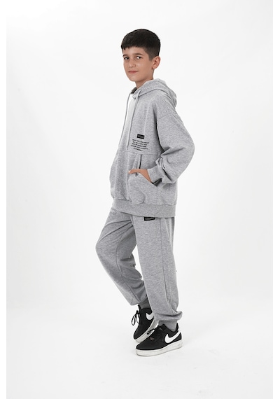Haykids Erkek Çocuk Uzun Kol Baskılı Kapüşonlu Eşofman Takımı Siyah