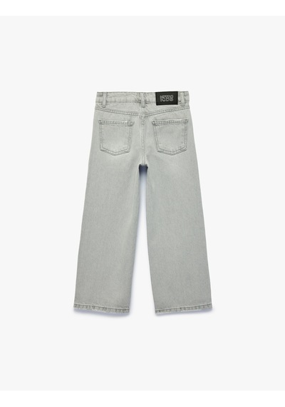 Koton Pamuklu Geniş Paça Denim Pantolon Gri 7wkg40016ad
