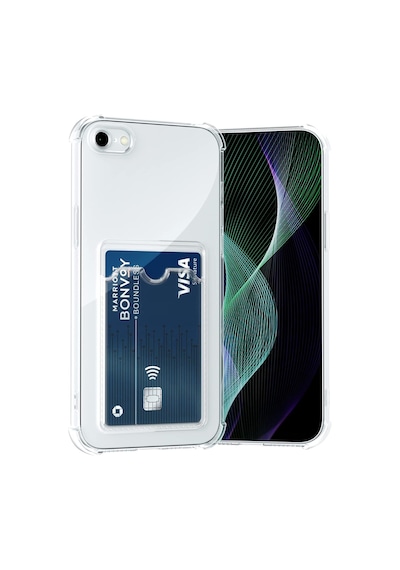 Apple Uyumlu iPhone 6s Kamera Korumalı Kartlıklı Darbe Emici Özellikli Şeffaf Silikon Kapak
