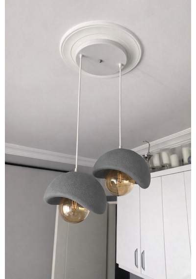 Beton Görünümlü Modern Şık İskandinav Tarz 2 Başlı Avize 25cm Ampul Dahil Değildir Nestvibe Beyaz