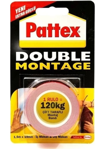 Pattex Çift Tataflı Montaj Bantı Double 19mm X 1,5m
