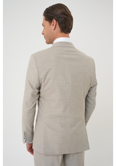 Efor Slim Fit Çift Yırtmaç Dokulu Esnek Klasik Bej Takım Elbise Tk 915 Bej
