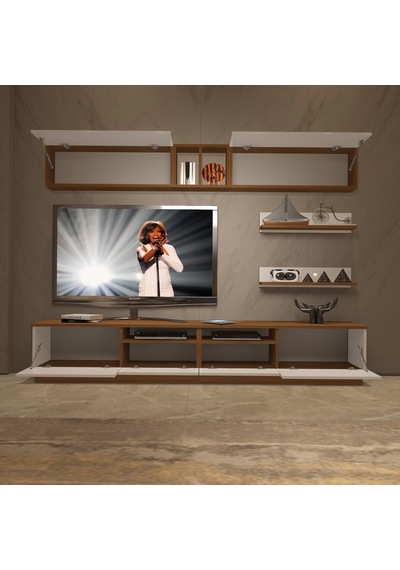 Decoraktiv Trendstyle 5220 Mdf Tv Ünitesi Tv Sehpası - Ceviz Beyaz Ahşap - Beyaz
