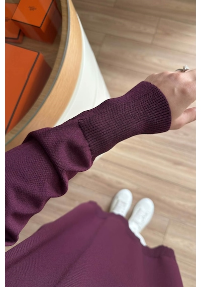Kahijab Yan Fermuar Basic Merserize Tunik - Mürdüm