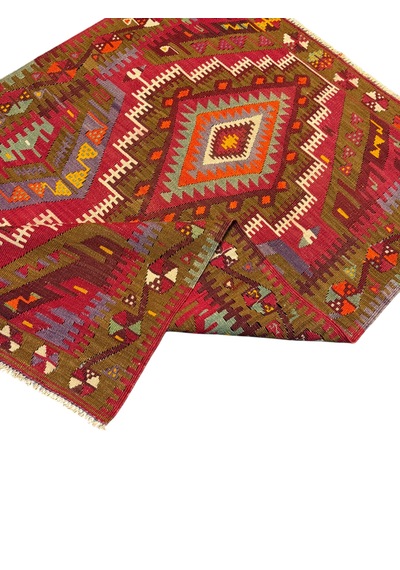 El Dokuması Antika Avşar Kilimi 98x146 Kök Boya %100 Yün İnce Kilim Renkli