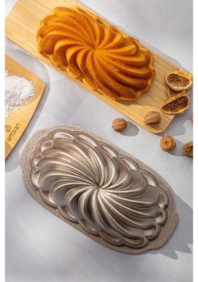 Emsan Golden Flora Baton Döküm Kek Kalıbı Gold