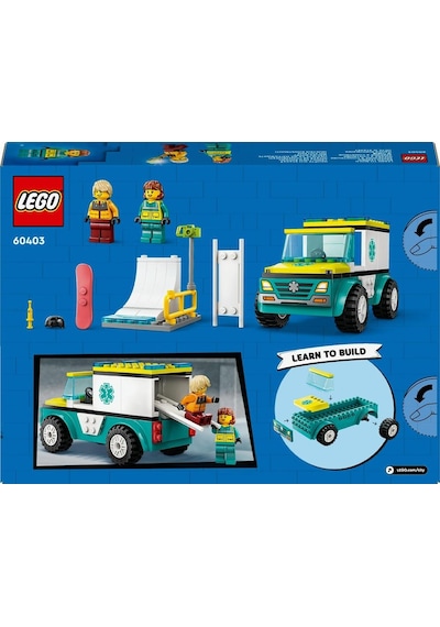 LEGO® City Acil Ambulansı ve Snowboardcu 60403 4+ Yaratıcı Oyuncak Yapım Seti - 79 Parça