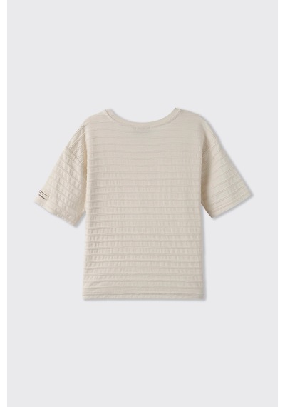 Panço Erkek Çocuk Kısa Kollu T-shirt İndigo Bej