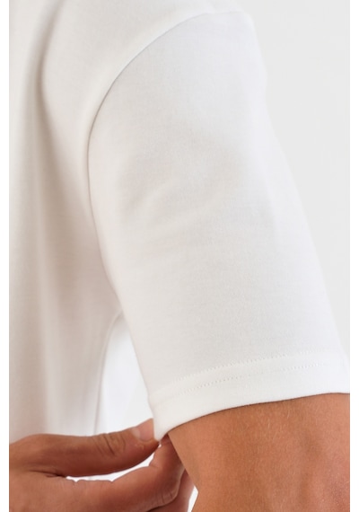 Blank Unisex Oversize Geniş Kesim Tişört %100 Pamuk Kalın Dokulu Bisiklet Yaka T-shirt Beyaz