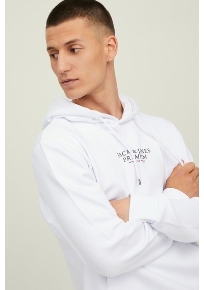 Jack & Jones Erkek Kapüşonlu Sweatshirt Jprbluarchıe 63412216335 Beyaz