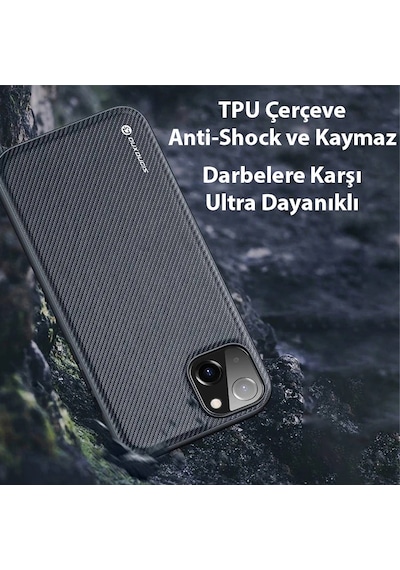 Dux Ducis Fino Serisi İphone 14 Plus 6.7 İnç Kılıf Premium Dokuma Silikon Kılıf- 5775