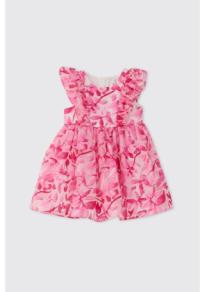 Panço Kız Bebek Çiçek Desenli Pembe Elbise 2611GB26033