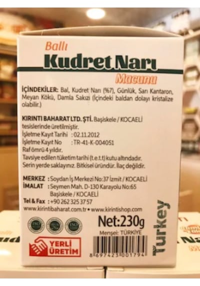 Kırıntı Ballı Damla Sakızı İlaveli Kudret Narı Macunu 230 G