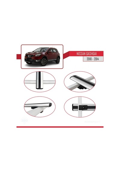 Nissan Qashqai 2010-2014 Arası İle Uyumlu Basic Model Ara Atkı Tavan Barı Gri 3 Adet