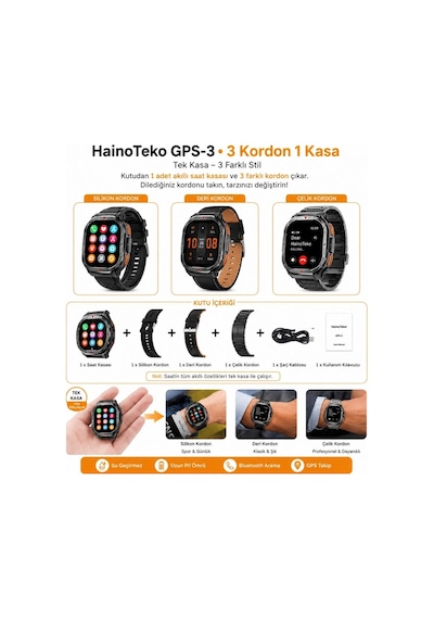 HainoTeko GPS-3 Amoled Ekran Su Geçirmez Akıllı Saat (Distribütör Garantili)