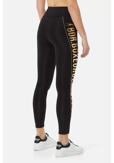 Boxeur Des Rues Lettering Printed Leggings Siyah Siyah