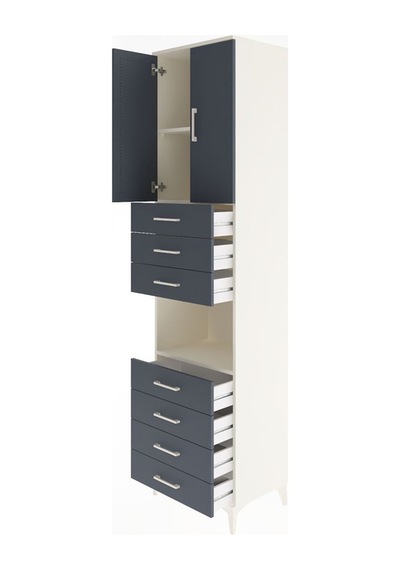 Hyperion Dolap 3 Raflı 7 Çekmeceli 2 Kapaklı 60x44x243 Aytaşı-antrasit Aytası