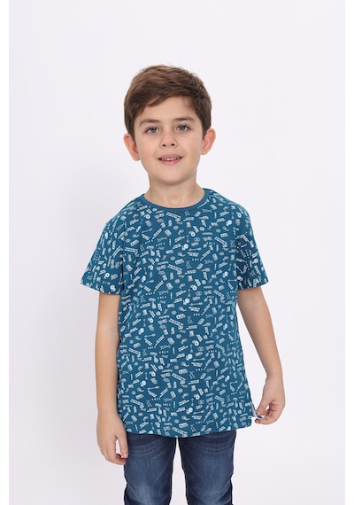 Toontoy Kids Toontoy Erkek Çocuk Komple Baskılı Tişört Petrol Mavi
