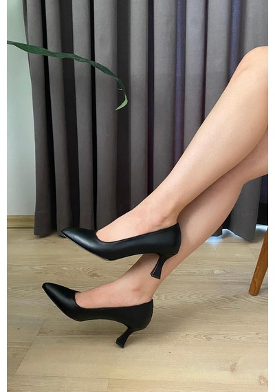 Preshley Kadın Sity Siyah Cilt 6 Cm İnce Topuklu Stiletto Siyah