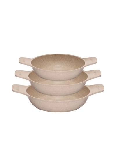 Thermoad 3'lü 18-20-22 Cm Güveç Sahan Set Kapaksız -vizon Vizon