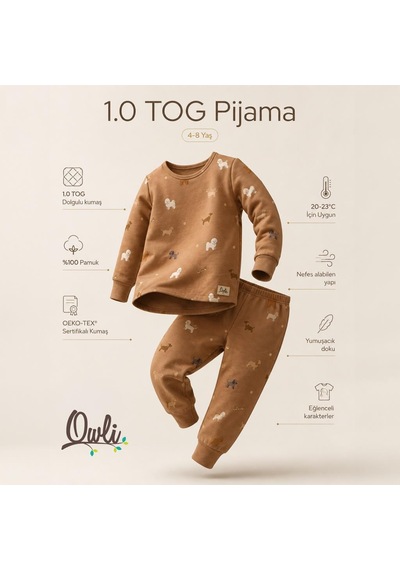 Owli Pijama Takımı 1.0 Tog Pawsy Kahve
