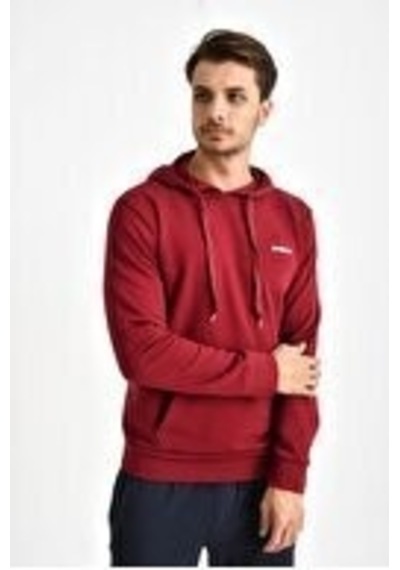 Süperlife Kapşonlu Uzun Kollu Baskılı Dar Kalıp İnce Erkek Sweatshirt Spr 2019k61 Bordo